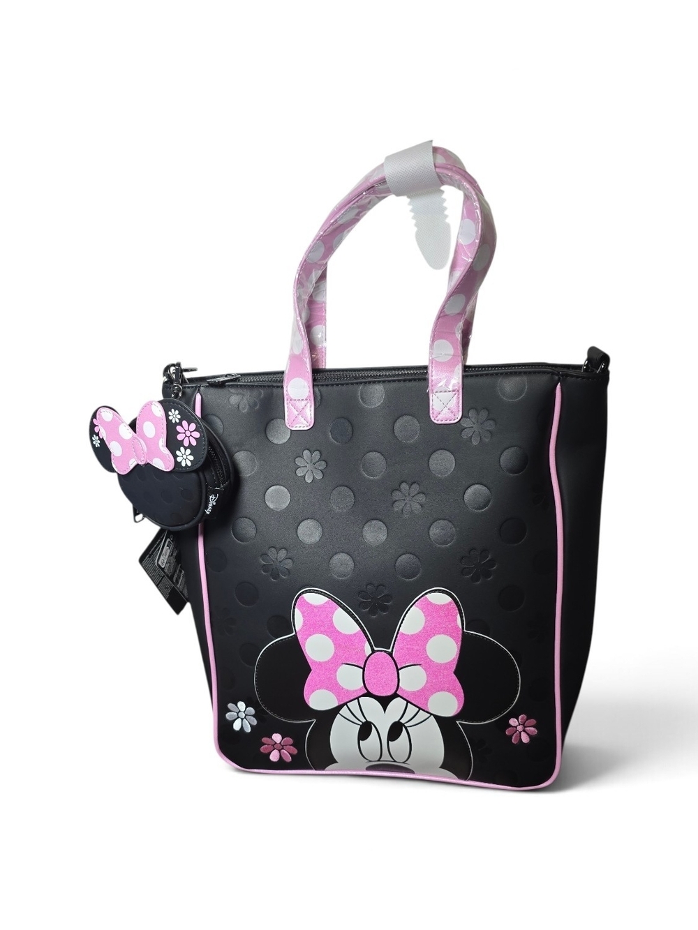 Loungefly Disney Minnie Mouse Floral Rock Dots Tote Crossbody Bag Coin Bag Nwt - Picture 2 of 4